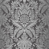 Crown  M1065 Signature Charcoal Damask Wallpaper