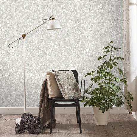 Crown  M1118 Ida Bone Scroll Wallpaper