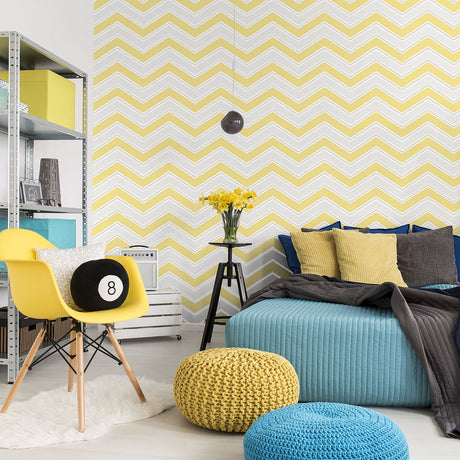 Coloroll M1144 Serena Yellow Chevron Wallpaper