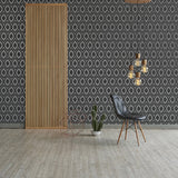 Crown  M1161 Rimini Black Geometric Wallpaper