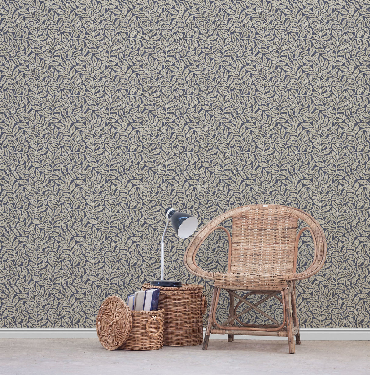 Crown  M1182 Ashe Dark Blue Trails Wallpaper