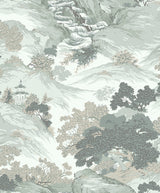 Crown  M1191 Ordos Light Green Eastern Toile Wallpaper