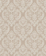 Crown  M1308 Ida Beige Damask Wallpaper