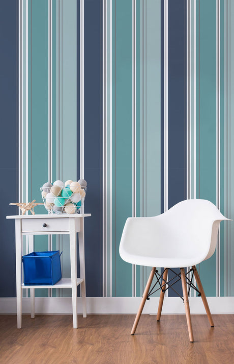 Coloroll M1315 Energy Blue Striped Wallpaper