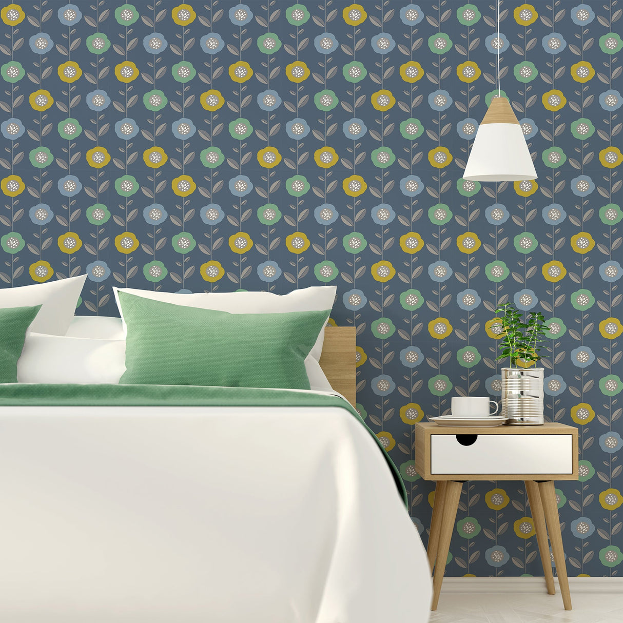 Coloroll M1323 Helsinki Blue Flowers Wallpaper