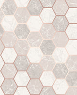 Crown M1507 Margaret Rose Gold Marble Hexagon Wallpaper