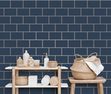 Fine Decor M1636 Metro Navy Tile Wallpaper