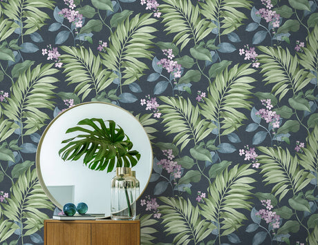 Fine Decor M1649 Eden Blue Tropical Wallpaper