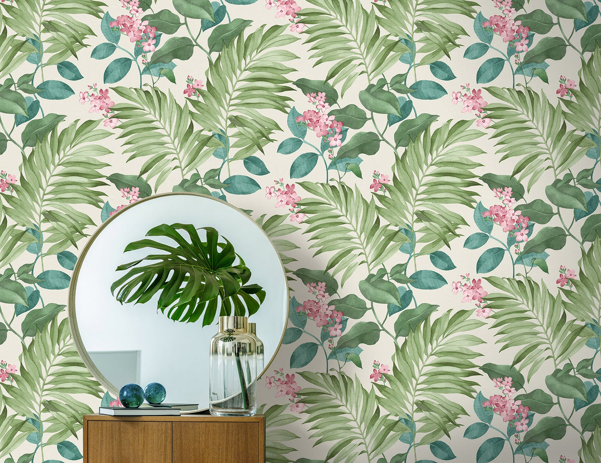 Fine Decor M1650 Eden Green Tropical Wallpaper