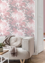 Brewster M1676 Eden Pink Crane Lagoon Wallpaper