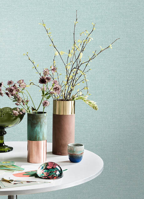 Brewster M1700 Glen Teal Linen Wallpaper
