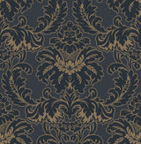 Brewster M1704 Windsor Blue Damask Wallpaper