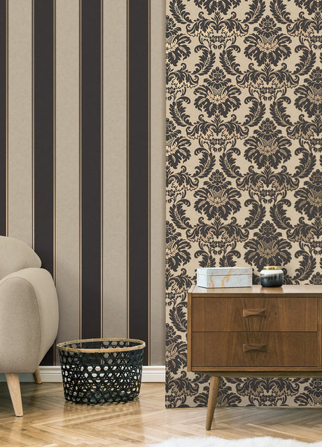Brewster M1707 Rydia Black Stripe Wallpaper