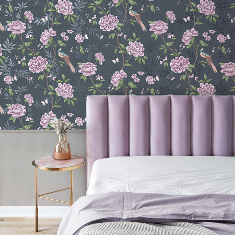 Fine Decor M1723 Akina Navy Floral Wallpaper