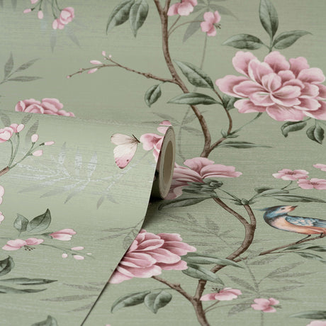 Fine Decor M1724 Akina Sage Floral Wallpaper