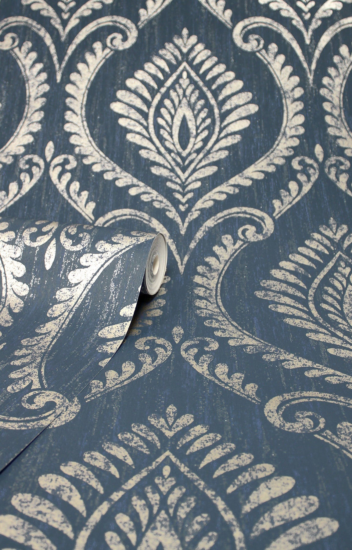 Fine Decor M1758 Estelle Navy Damask Wallpaper