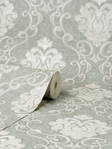 Fine Decor M95659 Florentine Grey Damask Wallpaper