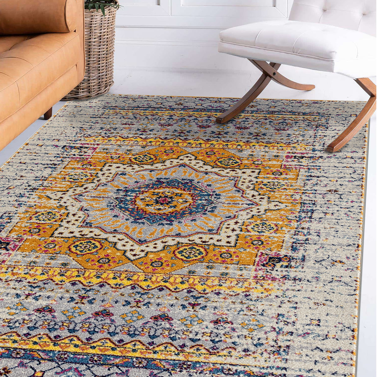 Amer Rugs MAN-33 Manhattan Bohemian Pattern /Orange Runner Rug, 2'6" X 7'6" Area Rug