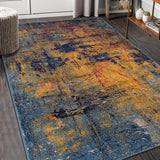Amer Rugs MAN-41 Manhattan Bohemian Pattern /Blue Runner Rug, 2'6" X 7'6" Area Rug
