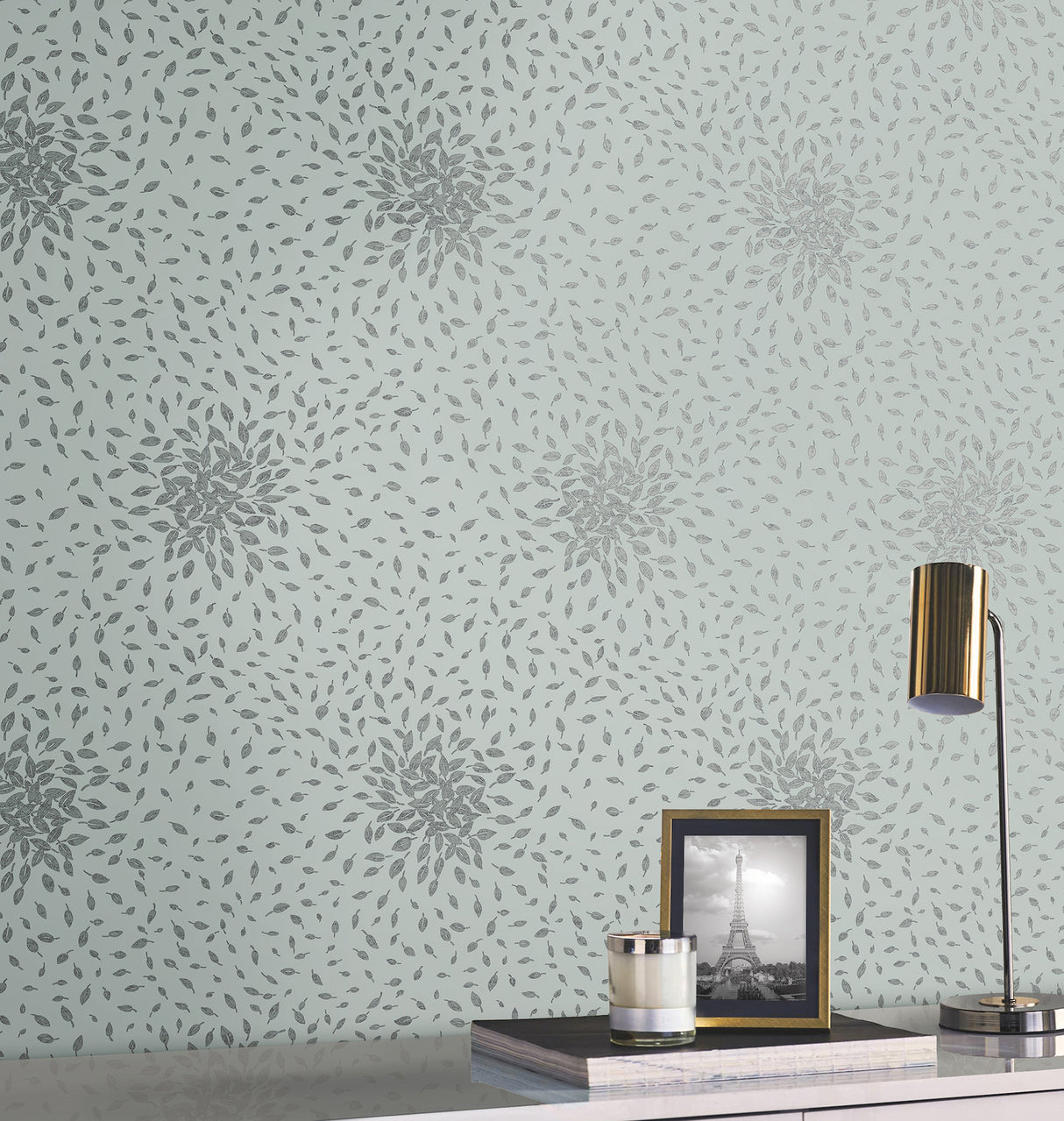 York MD7101 Petite Leaves Spa & Silver Wallpaper