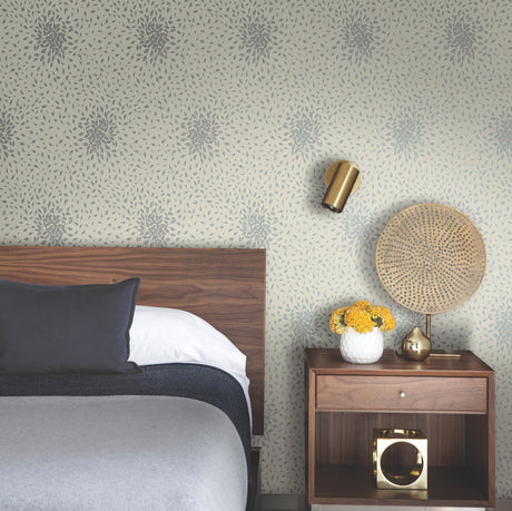 York MD7105 Petite Leaves Beige & Silver Wallpaper