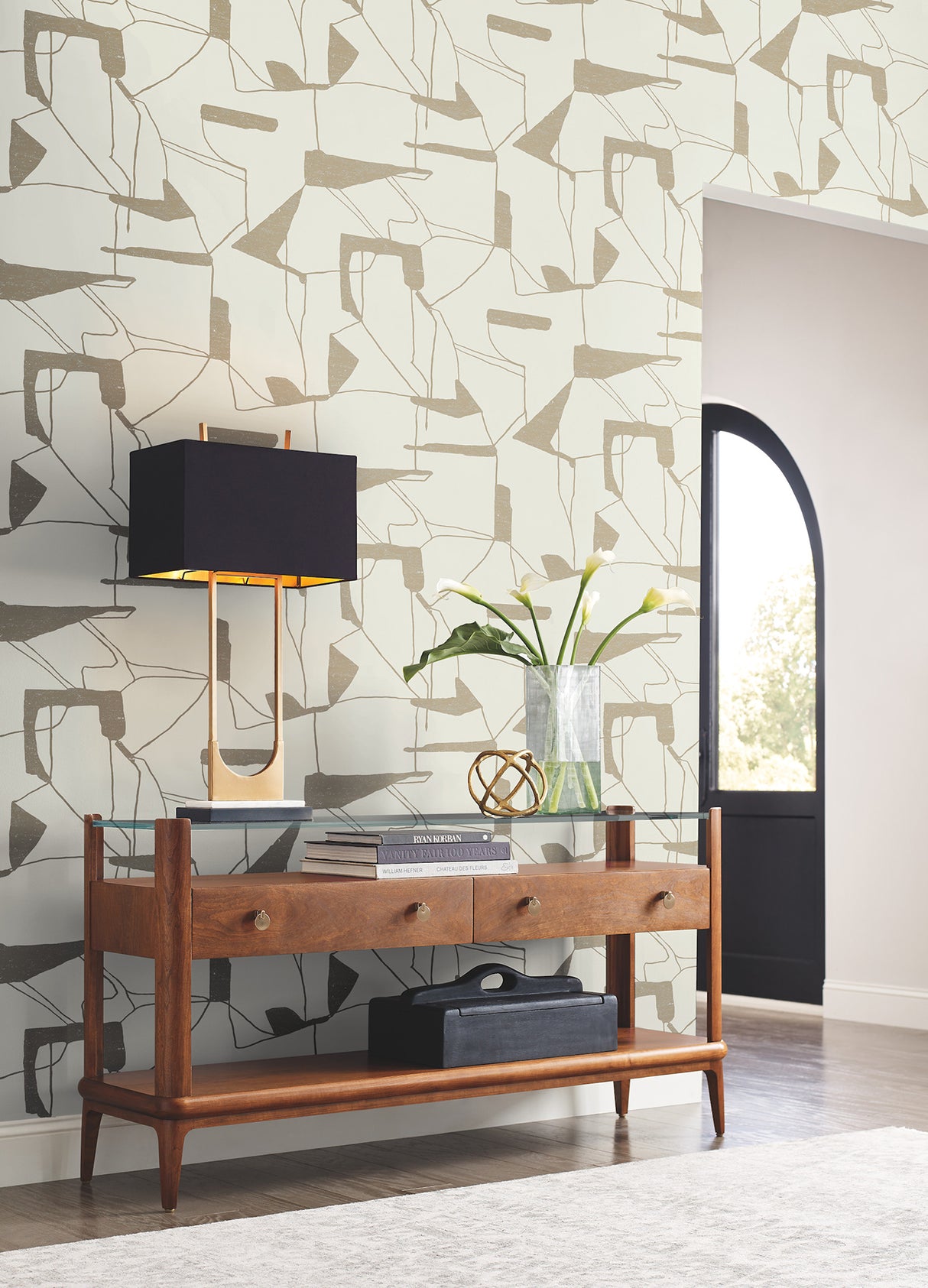 York MD7113 Abstract Geo Cream & Gold Wallpaper