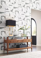 York MD7114 Abstract Geo White & Silver Wallpaper