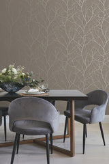 York MD7121 Trees Silhouette Mocha & Silver Wallpaper