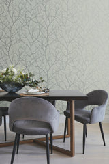 York MD7124 Trees Silhouette Eucalyptus & Silver Wallpaper