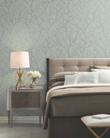 York MD7124 Trees Silhouette Eucalyptus & Silver Wallpaper