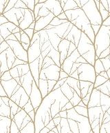 York MD7126 Trees Silhouette White & Gold Wallpaper