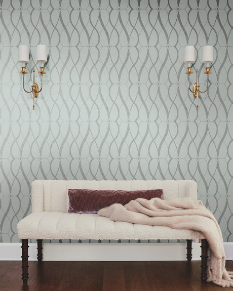 York MD7172 Graceful Geo Spa & Silver Wallpaper