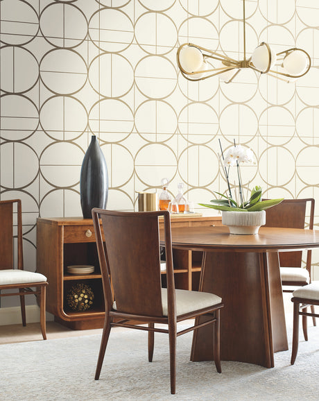 York MD7202 Sun Circles Cream & Gold Wallpaper