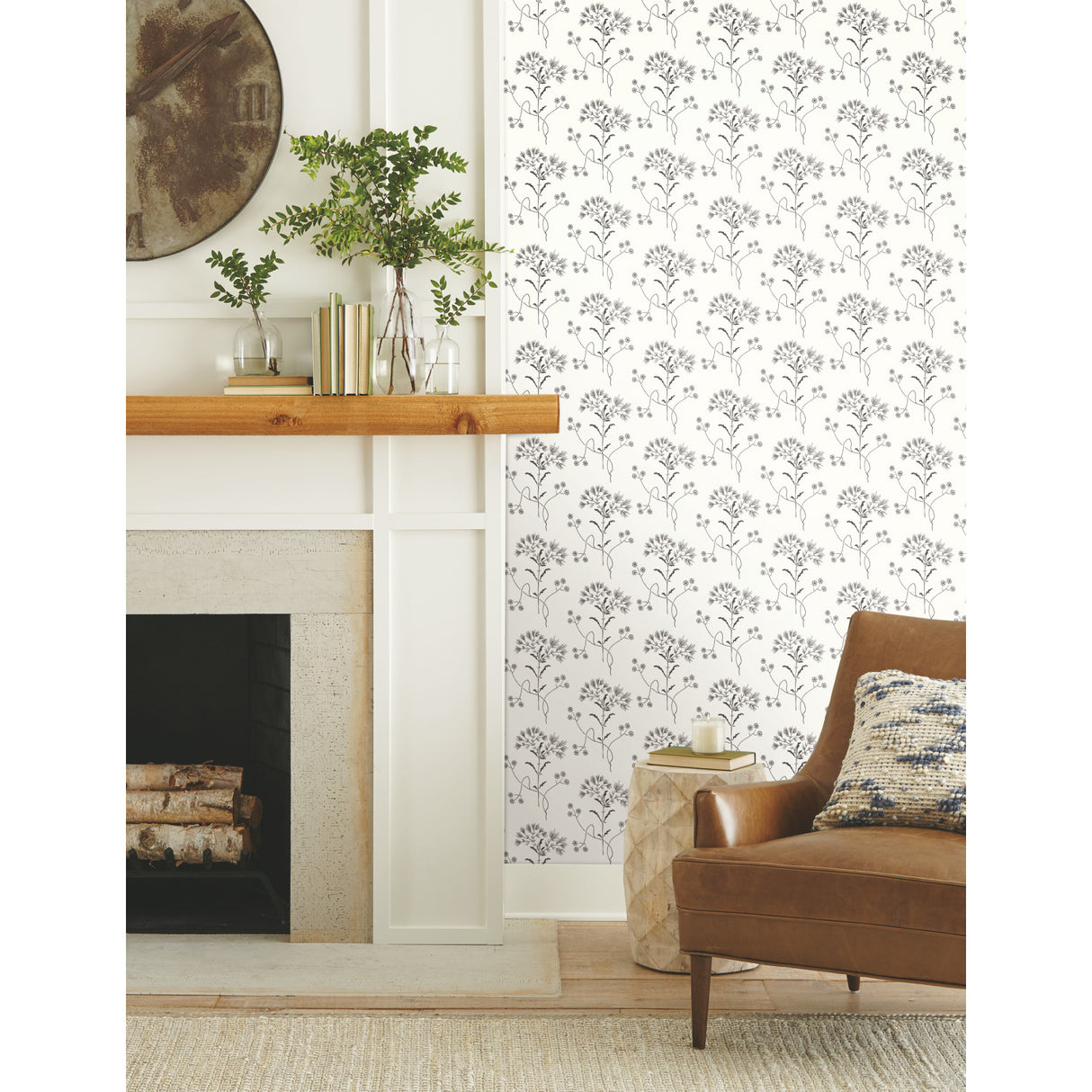 York ME1515 Wildflower Black & White Wallpaper