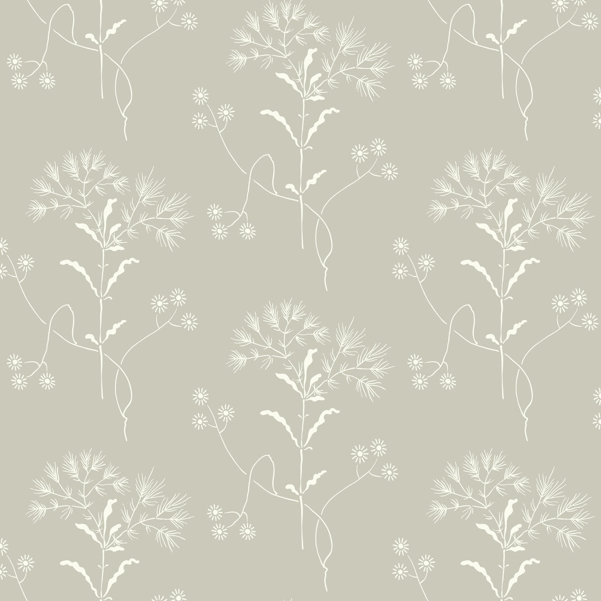 York ME1516 Cupola Wildflower Light Grey & White Wallpaper