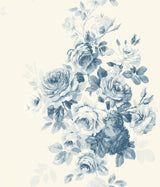 York ME1531 Tea Rose Blue Wallpaper