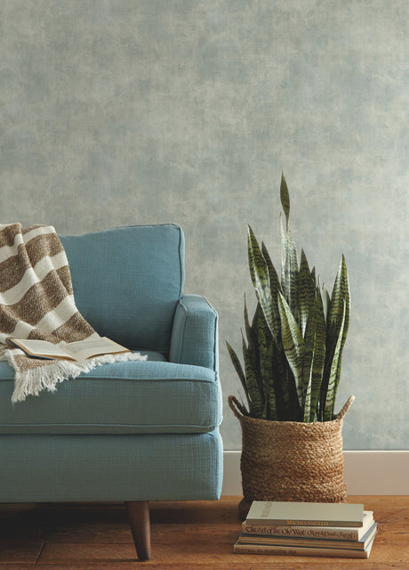 York ME1548 Plaster Finish Stone Blue Wallpaper