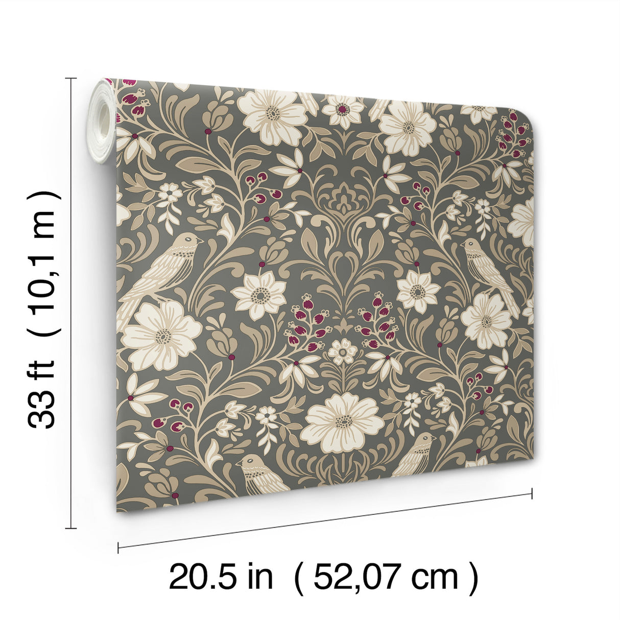 Magnolia Home MF4743 Colette Charcoal Wallpaper