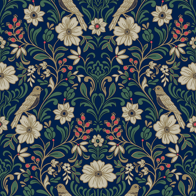 Magnolia Home MF4745 Colette Navy Wallpaper