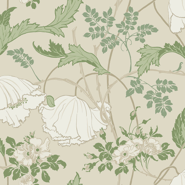 Magnolia Home MF4751 Gwendolyn Ecru & Green Wallpaper