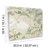 Magnolia Home MF4751 Gwendolyn Ecru & Green Wallpaper