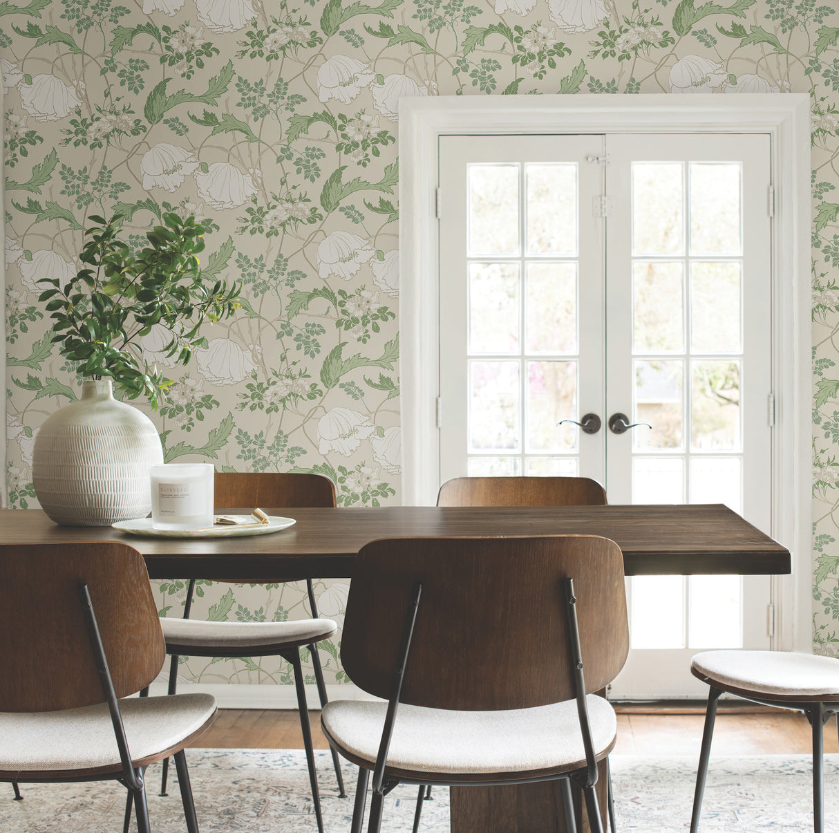 Magnolia Home MF4751 Gwendolyn Ecru & Green Wallpaper