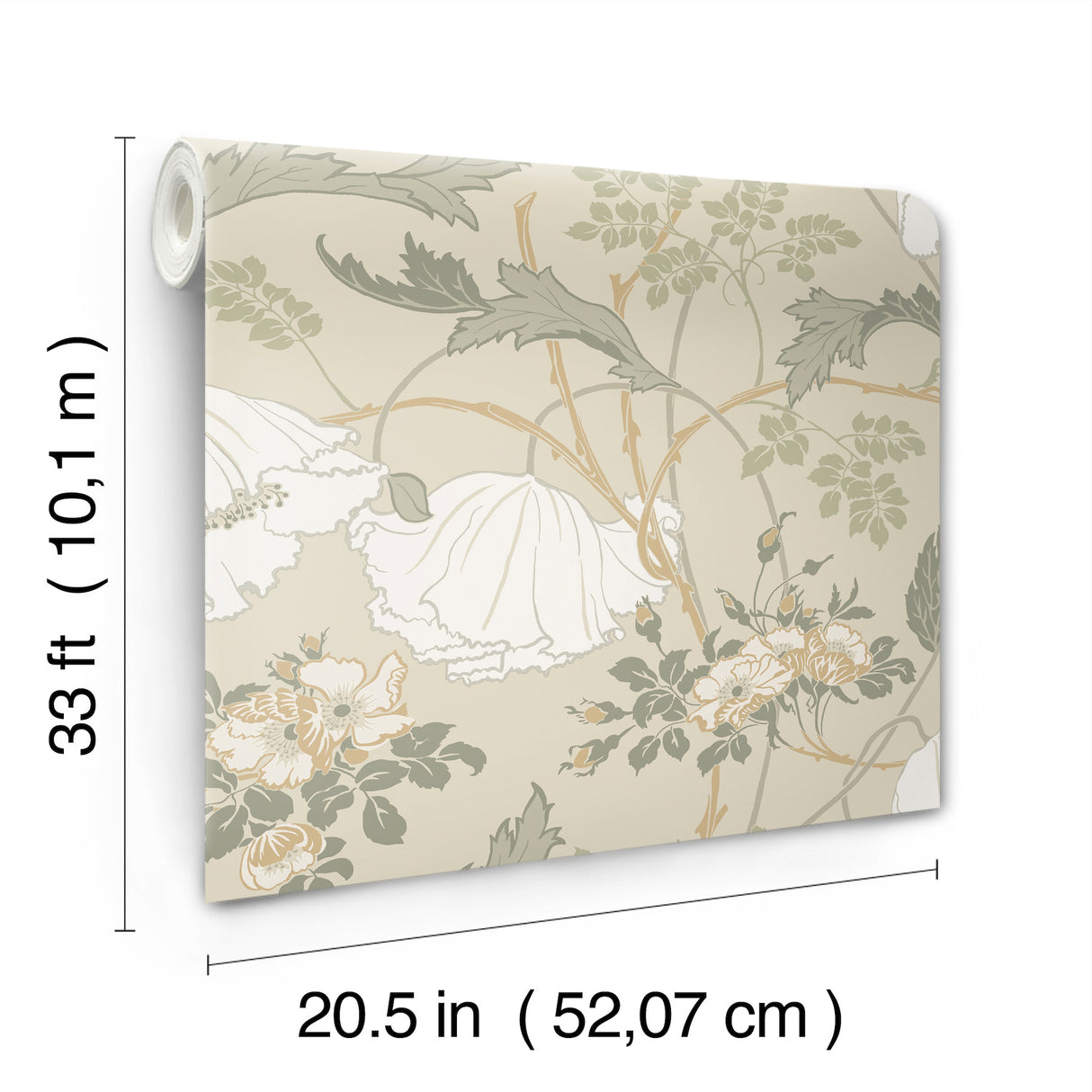 Magnolia Home MF4754 Gwendolyn Linen & Sage Wallpaper
