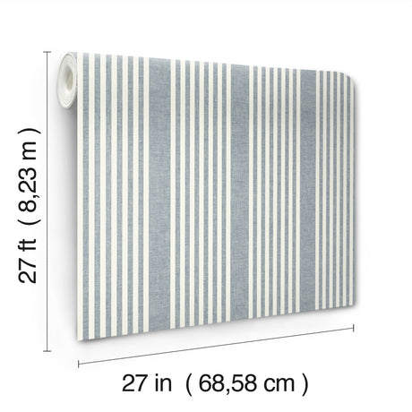 Magnolia Home MF4768 French Navy Linen Stripe Wallpaper