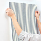Magnolia Home MF4768 French Navy Linen Stripe Wallpaper