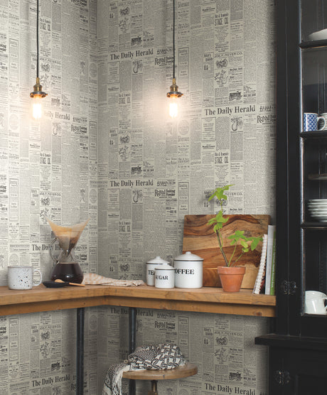 York MH1508 The Daily Black & White Wallpaper