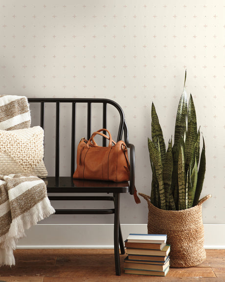 York MK1101 Cross Stitch Pink Wallpaper
