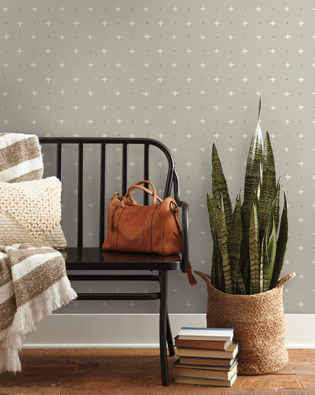 York MK1103 Cross Stitch Grey Wallpaper