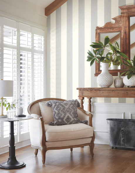 York MK1119 Thread Stripe Navy Wallpaper