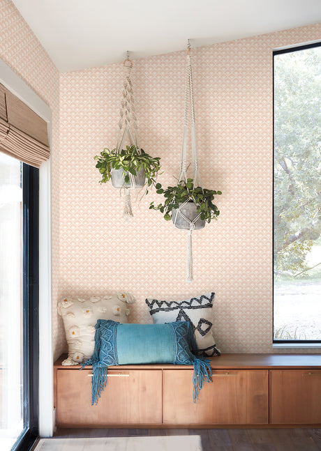 York MK1153 Stacked Scallops Pink Wallpaper
